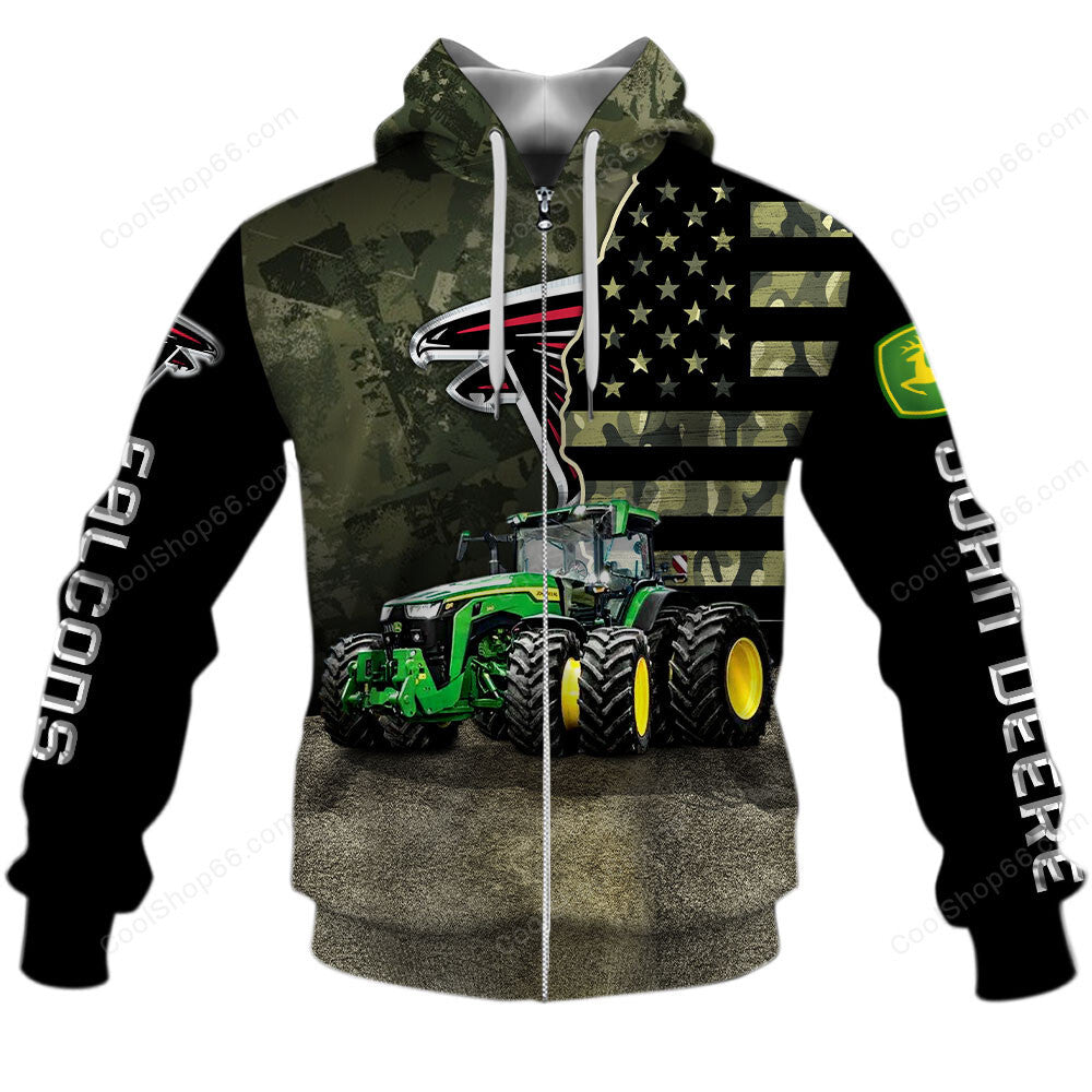 Atlanta Falcons x John Deere Hoodie | Funny Green Character Premium Hoodie