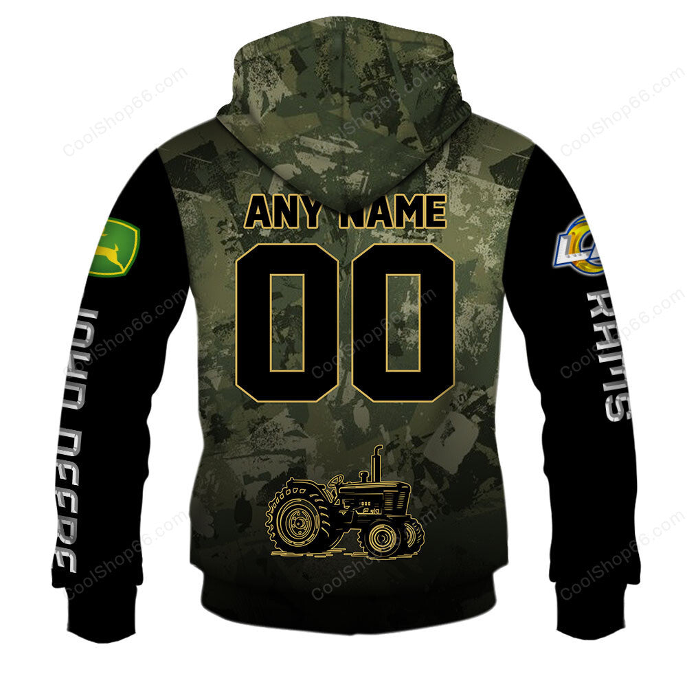 Los Angeles Rams x John Deere Hoodie | Funny Green Character Premium Hoodie