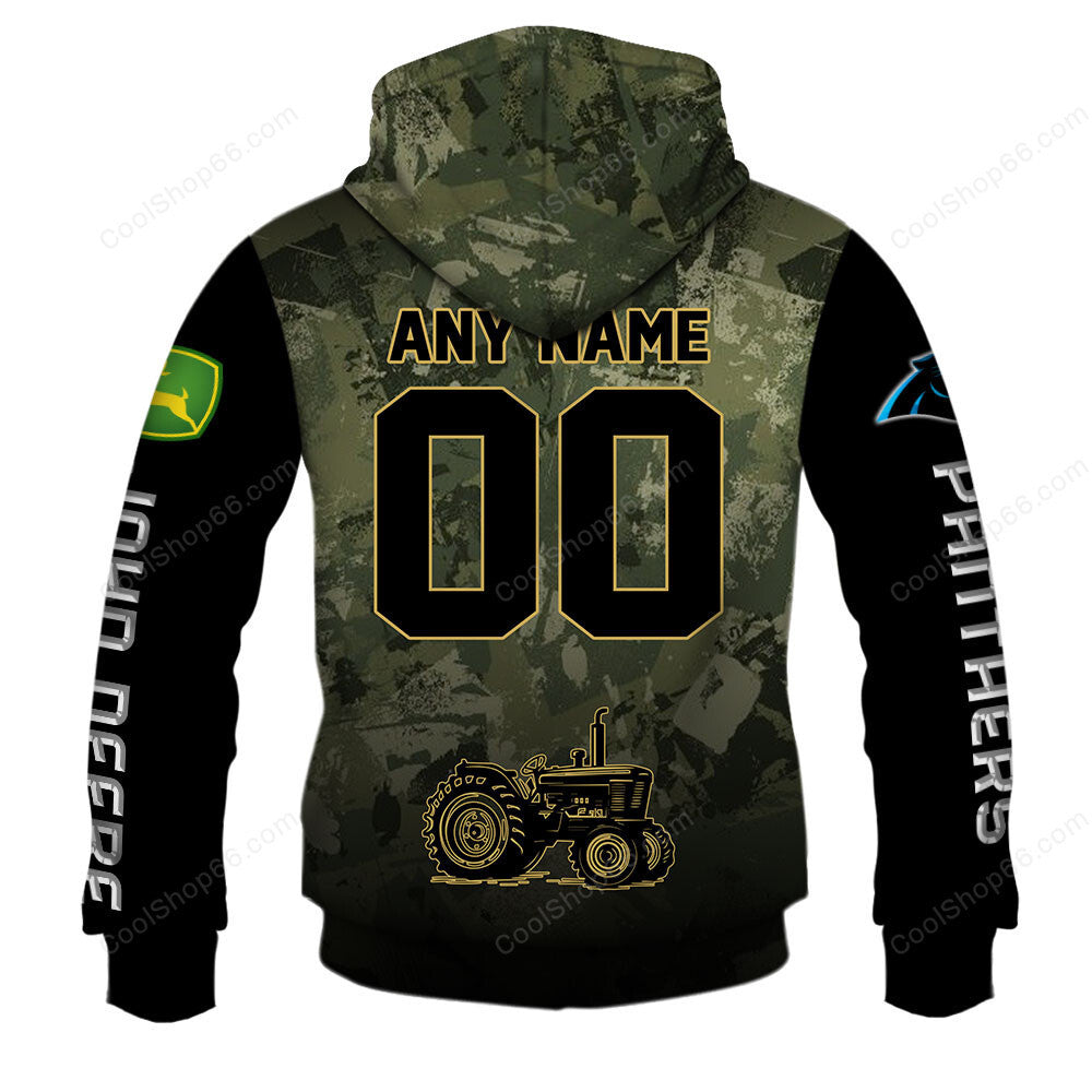 Carolina Panthers x John Deere Hoodie | Funny Green Character Premium Hoodie