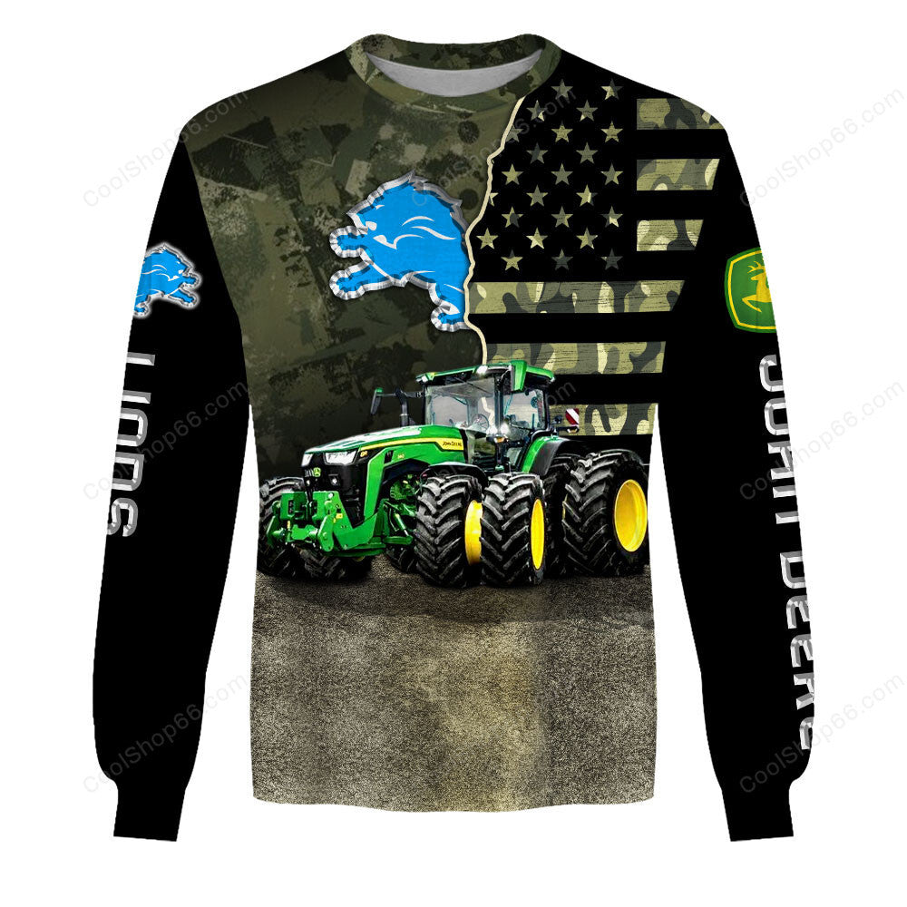 Detroit Lions x John Deere Hoodie | Funny Green Character Premium Hoodie
