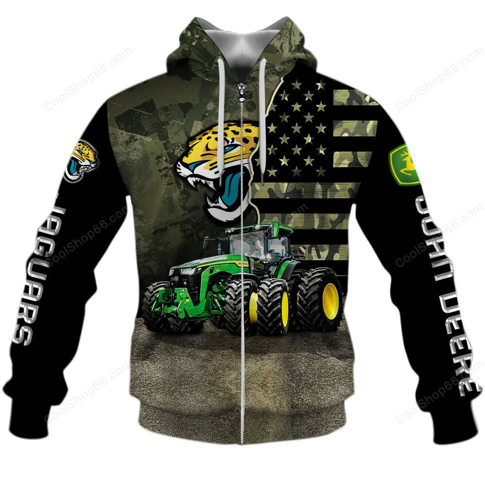 Jacksonville Jaguars x John Deere Hoodie | Funny Green Character Premium Hoodie