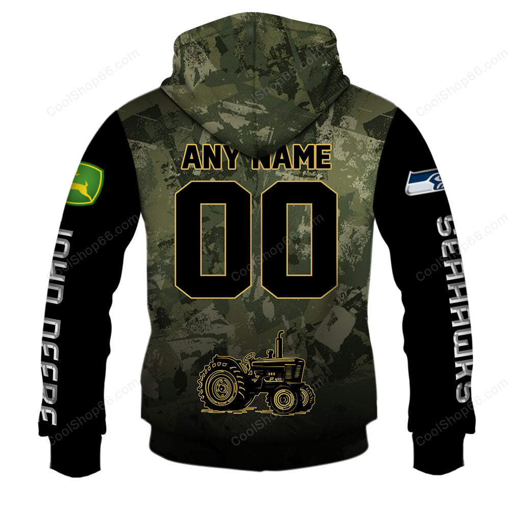 Seattle Seahawks x John Deere Hoodie | Funny Green Character Premium Hoodie