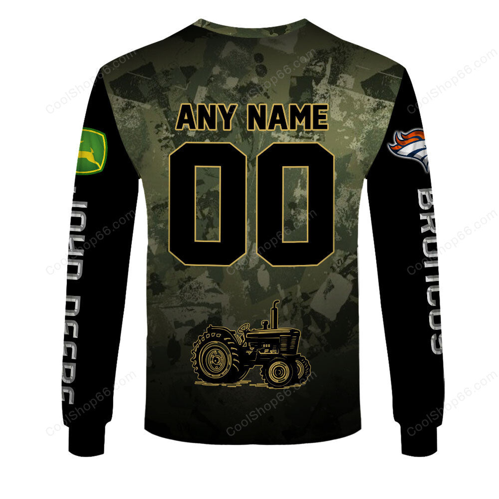 Denver Broncos x John Deere Hoodie | Funny Green Character Premium Hoodie