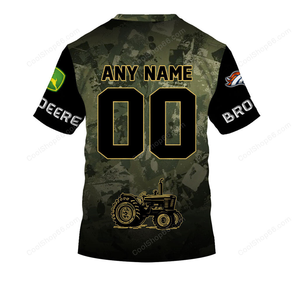Denver Broncos x John Deere Hoodie | Funny Green Character Premium Hoodie