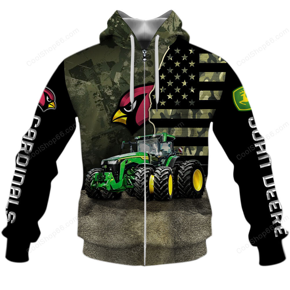 Arizona Cardinals x John Deere Hoodie | Funny Green Character Premium Hoodie