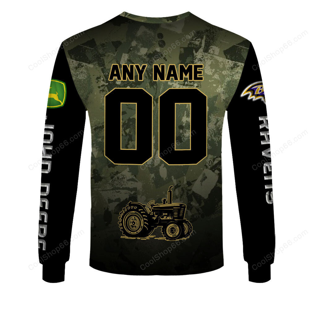 Baltimore Ravens x John Deere Hoodie | Funny Green Character Premium Hoodie